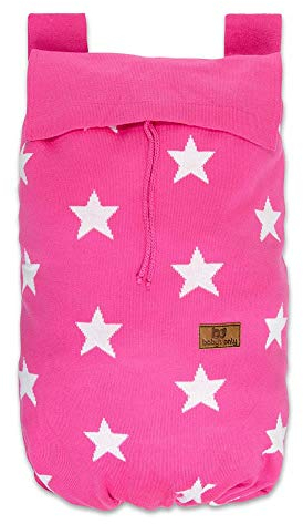 Baby's Only 914196 Spielzeugsack Laufgittertasche Sterne gestrickt, 48 x 40 cm, fuchsia/weiß