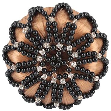Horka Damen Haarnetz Deluxe, mit Perlen und Strasssteine, schwarz