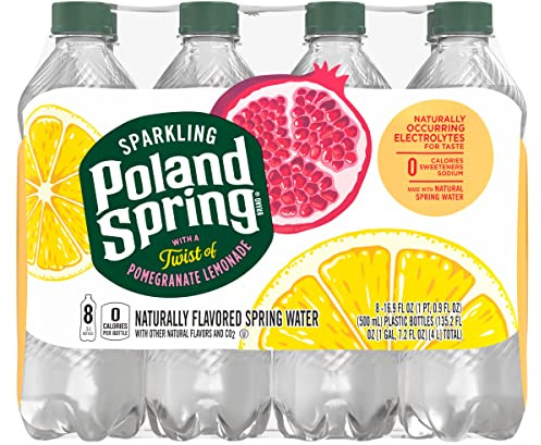 Poland Spring Sparkling Water, Pomegranate Lemonade, 16.9 oz. Bottles (Pack of 8)