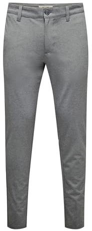 Only & Sons Herren Male Chino Onsmark Slim Fit Hose, Medium Grey Melange, 32W / 32L EU
