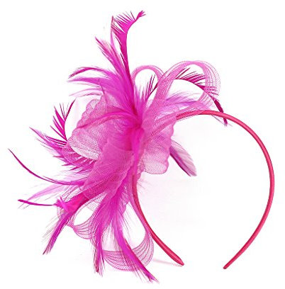 LONTG Fascinator Damen Mädchen Haarspange Feder Blumen Haarklammer Tea Party Kirche Haarreif Hochzeit Brautschleier Vintage Haarschmuck Mesh Stirnband mit Hair Clip für Halloween Fasching Karneval