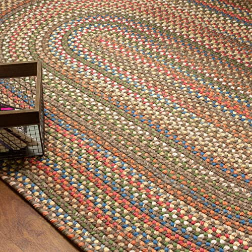 Super Area Rugs Roxbury American Made Braided Rug for Indoor Outdoor Spaces, Dk. Taupe/Natural Multi, 2' X 3' Oval