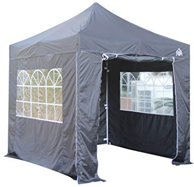 All Seasons Gazebos | Tonnelle Pliante 2.5x2.5m avec 4 Parois Latérales et Pack d'Accessoires | Matériaux Robustes, Entièrement Étanches et de Haute Qualité (Gris Métallisé)