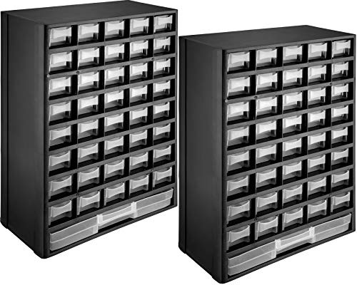 tectake 403515 – 2x Boîte à Outils de Rangement avec 41 Tiroirs, Armoire à Outils en Plastique, Armoire de Rangement, noir