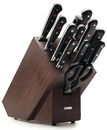 WÜSTHOF Classic Messerblock mit 12 Artikel, Braune Esche