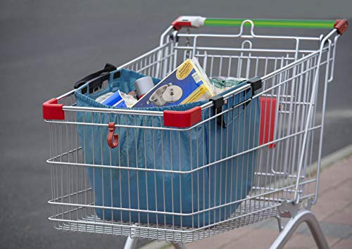 Borsa Pieghevole per Carrello della Spesa, Adatta a Tutti i Comuni Carrelli, Colore Turchese