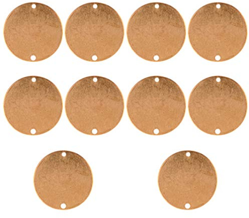 EXCEART Kupferplatte 10 Stanzen Anhänger Rohlinge Kupfer Schmuckherstellung Anhänger 20mm Golden Namensschild ID Hund Katze Rohlinge Schlüsselring Schmuckzubehör Präge