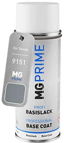 MG PRIME Autolack Spraydose für Skoda 9151 / F7 Stone Grey Metallic | Basislack, Sprühdose 400ml