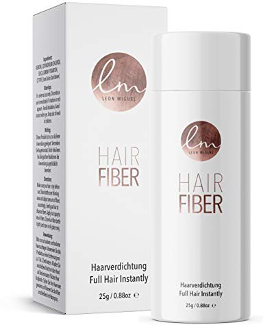 LEON MIGUEL Hair Fiber - Haarverdichtung - Premium Streuhaar/Schütthaar mit Soforteffekt bei Geheimratsecken, Haarausfall und lichtem Haar | 25g (Dunkelblond)