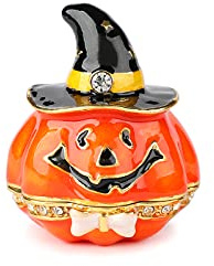 Furuida Magic Pumpkin Trinket Boxes Hinged Enamel Hand-Painted Figurine Craft Ornaments Unique Gift for Fall Halloween Decor