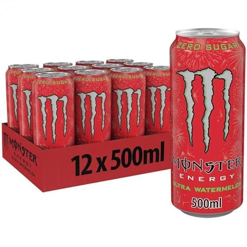Monster Energy Ultra Watermelon Flavour (Pastèque) Zero Sugar Energy Drink 12 x 0,5l