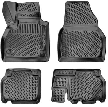 Rizline 3D Fussmatten für Renault Kangoo 2. Gen. 2008-2020 | Gummimatten aus TPE Gummi, Passgenau, Wasserdicht, Hoher Rand, Rutschfest, Leicht zu Reinigen