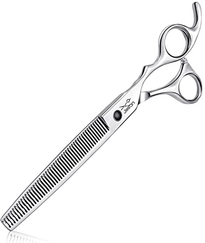 JASON 7.5 Dog Grooming Thinning Blending Scissor, Ergonomic Pet Grooming Thinner Blender Shears Cat Trimming Texturizing Kit with Offset Handle Christmas Gift
