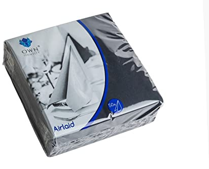 We Can Source It Ltd - Black Pocket Pop in Airlaid Napkins 40 x 40cm - 8 Fold Linen Feel Luxury Paper Napkins - Disposable Table Tissue for Weddings, Events, Restaurants and Catering - Pack of 50