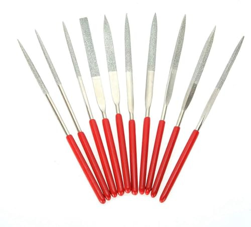 Cyrank Mini Diamond Files Set, 10 Stück Titan-Coated Diamant Nadelfeile Set, Mini Diamantfeile, Micro Diamond Feilen Set, Mini-Diamantnadelfeilen von Glas/Keramik/Holzschnitzerei/Hartmetall