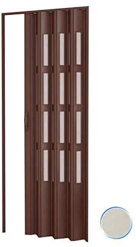 Porte accordéons pliante intérieur en kit avec verre en PVC Ivoire 1013 82x220 cm mod. Sonia