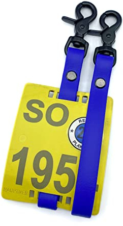 Reitplakettenhalter (Paar) aus Biothane (Blau, Schwarz-Matt)