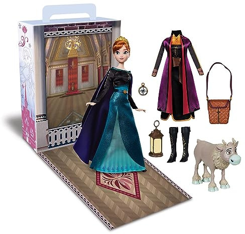 Disney Store Offizielle Anna Story Puppe – 27,9 cm – inklusive Malbuch und zusätzlichem Kleid, Prinzessinnen-Puppe im klassischen Outfit, Disney-Prinzessinnen-Spielzeug für Mädchen