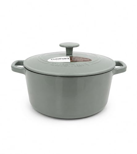 Cuisinart Chef's Classic - Casseruola rotonda in ghisa smaltata (grigio tè, 5 quarti)