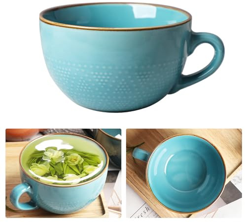 Blue Porcelain Mug, 700ml - Large Ceramic Cup with Handles, Microwave Safe, Perfect for Milk, Salad, Cappuccino, Cereal - Birthday or