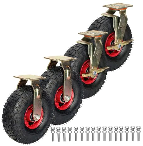 Geräuschlose Schwerlast Bockrolle Ø 200/250MM, Leise Lenkrolle Mit Bremse 360 Grad Drehbar, Für Möbel Paletten Stoßdämpfung Belastbar Und Druckbeständig 4 Stück Rollen Transportrollen
