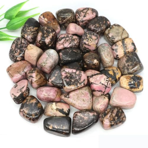 Piedras caídas naturales Mineral a granel Grava Espécimen Cristales curativos Cuarzo Minerales energéticos Tanque Acuario Decoración del hogar Decoración de gemas-Rodonita negra rosa-1 PC