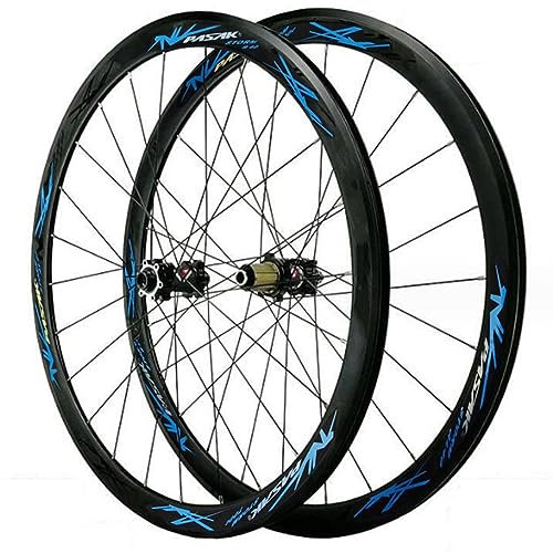ZECHAO Rennrad Laufradsatz,12mm Steckachse Fahrradräder Aus Aluminiumlegierung V/C-Bremse Scheibenbremse Vorne 2 Hinten 4 Lager for 700C*25C-45C-Reifen Wheelset (Color : Blue, Size : 700c)
