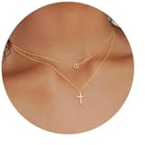 TINGN Kreuz-Kette aus Gold für Damen - Choker mit A-Z-Buchstaben