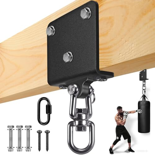 BeneLabel Boxsack Aufhängung Sandsack Deckenhaken Balkenbefestigung | 5.5cm Balken,Drehbar,Speedbag MMA Kick Muay Thai-Sack Schaukel Hängematte Hängesessel Aerial Yoga Turnringe,Hardware