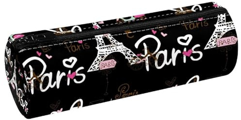 VAPOKF Trousse à crayons en cuir avec motif Tour Eiffel Paris en forme de cœur et de vélo - Pour ranger des stylos, des pièces de monnaie, des cosmétiques, des cosmétiques, des articles de papeterie,