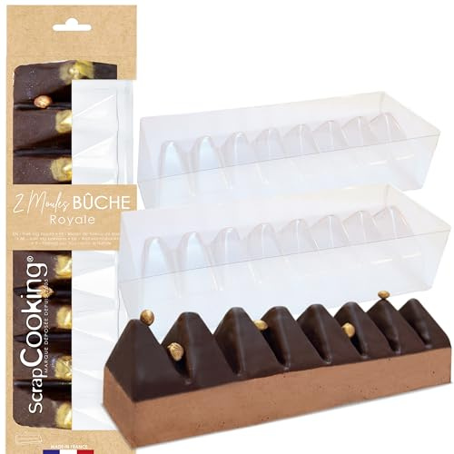 ScrapCooking - 2 Moules à Bûche de Noël « Royale » - 2 Moules PVC Semi-rigides & Réutilisables - Longueur 29,5 cm - Accessoires Pâtisserie Bûche Triangulaire - Avec Recette - 1963
