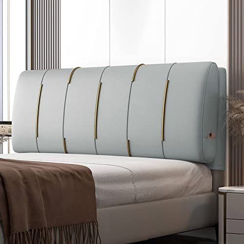 Gepolstertes Kopfteilkissen für Schlafzimmer, Bank, abwischbar, großes Wandkissen mit abnehmbarem Bezug, übergroße Rückenlehne, Nackenrolle, Grau, 150 cm Breite, Kopfteil im Lieferumfang enthalten