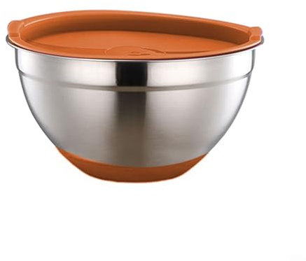Saladier moderne en acier inoxydable conçu avec un couvercle inférieur en silicone pour éviter de glisser pendant le service (26 cm)