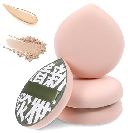 4 Pcs Korean Makeup Sponge Puff for Foundation Concealer and Powder Teardrop Setting Face Puff Makeup Cushion Foundation Sponge for Liquid, Cream(Large Size) - B