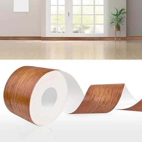 DIKARIYA Weichsockelleiste Selbstklebend Gelb Eiche, 30x30mm 12 Meter PVC Sockelleiste Selbstklebende, Weichsockelleiste Fussleisten Selbstklebend, Flexible Knickleiste für Küche Bad Badezimmer