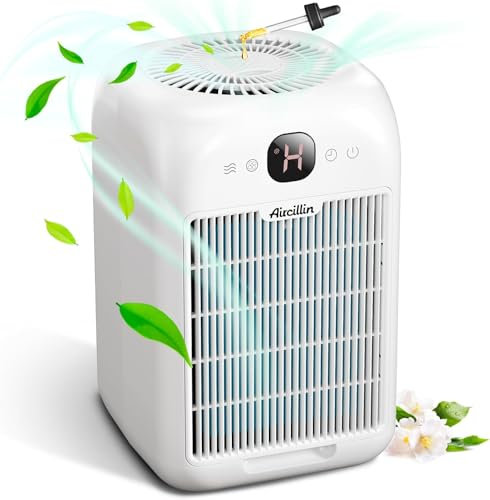 Aircillin Purificadores de aire para el dormitorio del hogar de hasta 908 pies cuadrados, purificadores de aire con filtro HEPA para aromaterapia, botón Turbo Boost, modo de sueño, color blanco