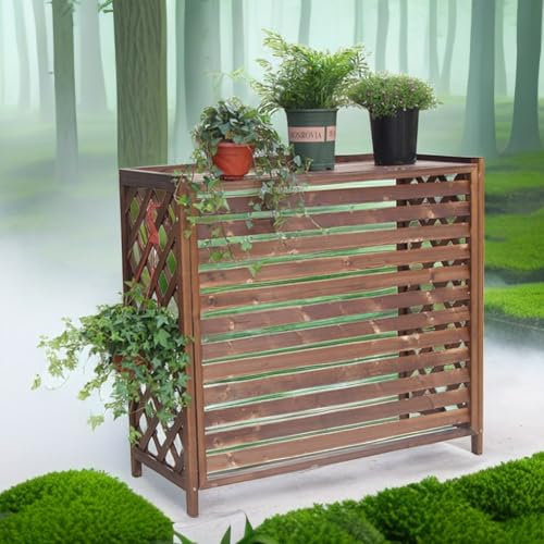 Generisch Support de Couverture pour Climatiseur Extérieur, Cache-Radiateur en Bois Massif pour Brise-Vue, Clôture à Lamelles pour Climatiseurs (Taille : Large) (Uni S)