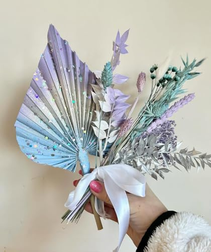 Dried Palm spear fan. Ice queen cake topper, dried flower cake toppers, froze ice queen cake flowers