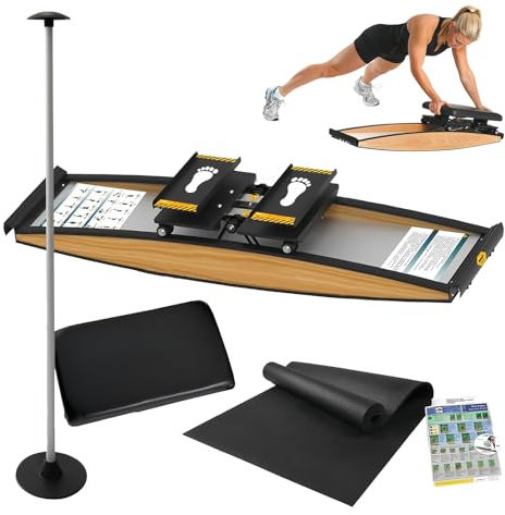 Skimaschine, Skitrainingsgerät, 3D-Crosstrainer, mit Gehstock und Bodenmatte, Indoor-Ski-Simulator für Taillen-, Bauch- und Beintraining