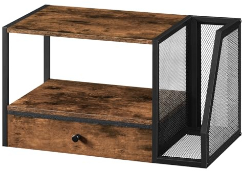 MAHANCRIS APTHR3001 - Supporto per stampante da tavolo con cassetto portaoggetti, organizer da scrivania multifunzione, tavolo per stampante a 2 livelli con ripiano portaoggetti, per casa, ufficio