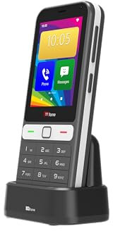 TTfone TT280 – Telefono a Barrette 4G Dual SIM Semplice con Android Touch Screen da 2,8, Tastiera, Fotocamera 2MP, USB-C – Mobile sbloccato facile da usare (con caricatore dock)