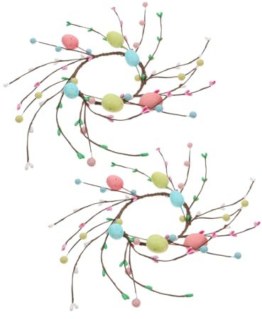 Alipis 2piezas Anillo De Vela De Pascua Decoración De Mesa para Fiesta Artificial para Centro De Mesa De Primavera Diseño De Huevo