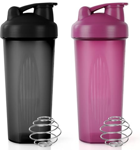 ACWOO Shaker Protéiné de 700ml, 2PCS Shaker à protéines avec Mixing Balle, Bouteille shaker de protéines pour Boisson Protéinée, Compléments Alimentaires En Poudre, Gourdes de Sport Sans BPA