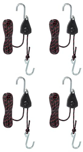 PATIKIL 4 Pcs Kayak Rope Tie Down Straps, 1/8 x 10 ft Heavy Kayak Rope Strap Canoe Bow and Stern Tie Downs Strap Adjustable Hanger Ratchet Transport Accessories