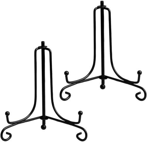 Heyumybit Espositore Di Ferro,2 Pezzi Cavalletti 8 Pollici Nero Supporti per Cornici,Cavalletto in Metallo per Libri,Cornici,Opere Artistiche