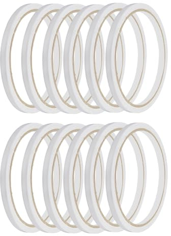 Ruban Adhésif Double Face Fin - Lot de 12 Rouleaux, Scotch Double Face en Papier Blanc pour Bricolage, Couture, Scrapbooking, Fabrication de Cartes, Emballage Cadeaux, Projets DIY, 6mm x 10m.