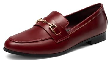 DREAM PAIRS Loafers för kvinnor Penny Loafers mode bekväma platta skor för vardagligt arbete skola arbete, Röd, 38.5 EU