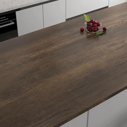 YENHOME Vinilo Adhesivo Grueso para Encimera de Cocina Madera 60x300cm Marrón Papel Pintado Autoadhesivo Muebles Madera Vinilo Adhesivo Muebles Impermeable para Cocina Baño Gabinete Mesa Armario