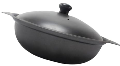BAZEITFLOW Cazuela de Hierro Fundido con Tapa para Estofados Olla Antiadherente para Cocina Casera para Guisos y Reuniones Familiares