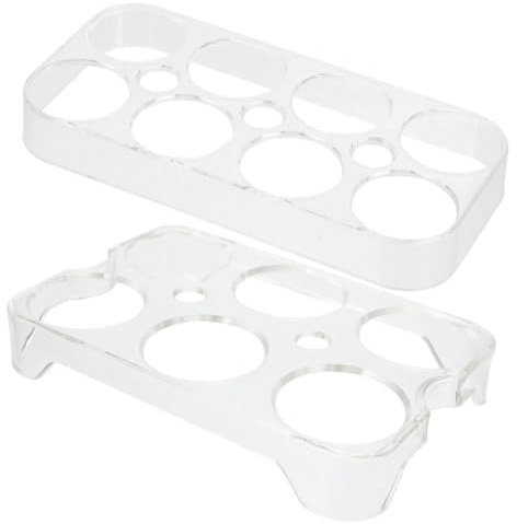 Sewroro Soporte de Almacenamiento para Refrigerador 2piezas de Plástico para Conservar Huevos, Organizador Compacto y Ahorra Espacio para Cocina y Hogar